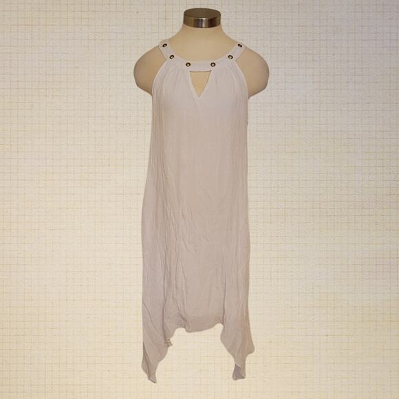 mille gabrielle White Grommet Detail Sleeveless Handkerchief Hem Slip Dress L - Picture 1 of 7